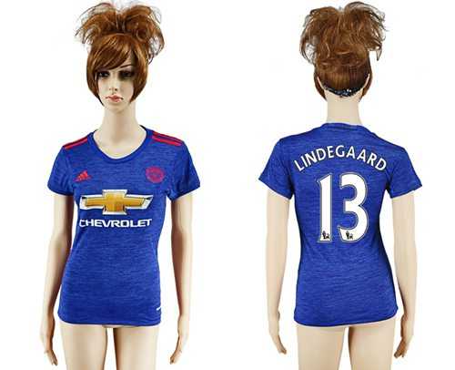 Women's Manchester United #13 Lindegaard Away Soccer Club Jersey
