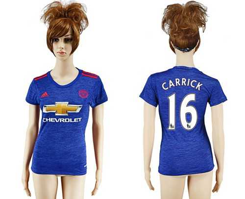 Women's Manchester United #16 Carrick Away Soccer Club Jersey