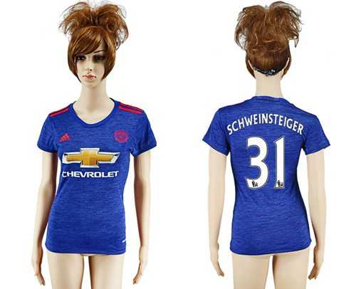 Women's Manchester United #31 Schweinsteiger Away Soccer Club Jersey