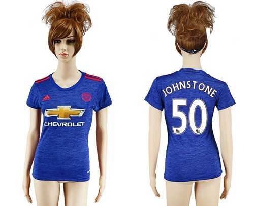 Women's Manchester United #50 Johnstone Away Soccer Club Jersey