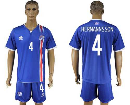 Iceland #4 Hermannsson Home Soccer Country Jersey