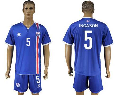 Iceland #5 Ingason Home Soccer Country Jersey
