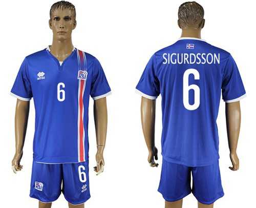 Iceland #6 Sigurdsson Home Soccer Country Jersey
