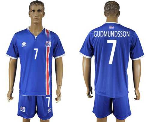 Iceland #7 Gudmundsson Home Soccer Country Jersey