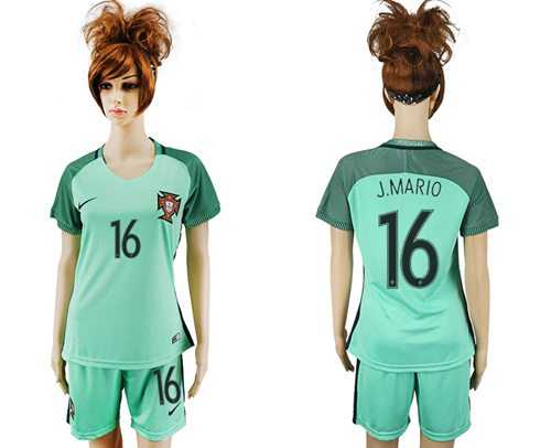 Women's Portugal #16 J.Mario Away Soccer Country Jersey