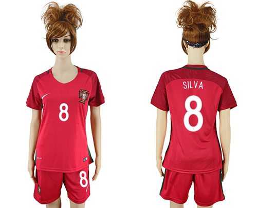 Women's Portugal #8 Silva Home Soccer Country Jersey
