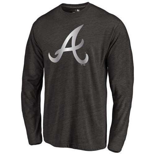 Atlanta Braves Platinum Collection Long Sleeve Tri-Blend T-Shirt Black