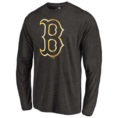 Boston Red Sox Gold Collection Long Sleeve Tri-Blend T-Shirt Black