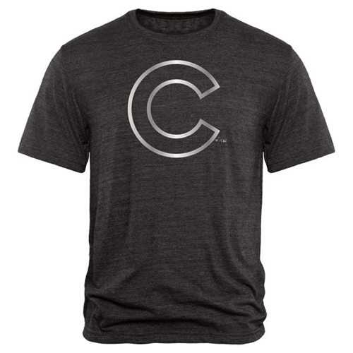 Chicago Cubs Fanatics Apparel Platinum Collection Tri-Blend T-Shirt Black