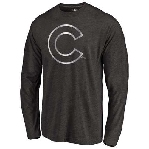 Chicago Cubs Platinum Collection Long Sleeve Tri-Blend T-Shirt Black