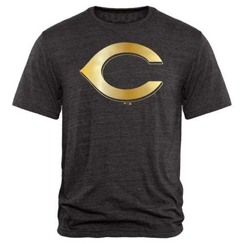 Cincinnati Reds Fanatics Apparel Gold Collection Tri-Blend T-Shirt Black