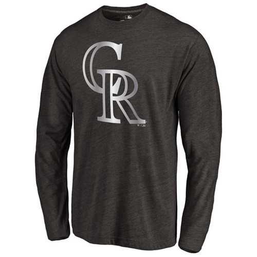 Colorado Rockies Platinum Collection Long Sleeve Tri-Blend T-Shirt Black
