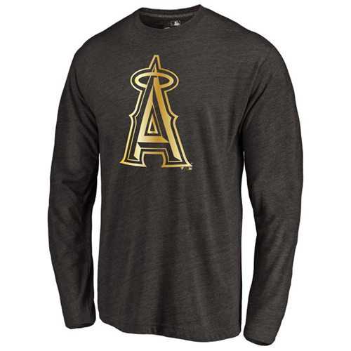 Los Angeles Angels of Anaheim Gold Collection Long Sleeve Tri-Blend T-Shirt Black