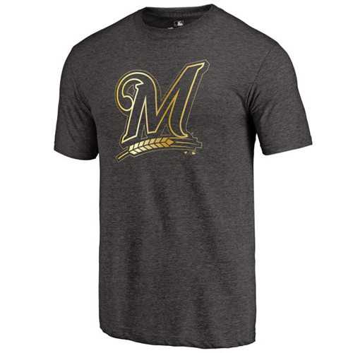 Milwaukee Brewers Fanatics Apparel Gold Collection Tri-Blend T-Shirt Black