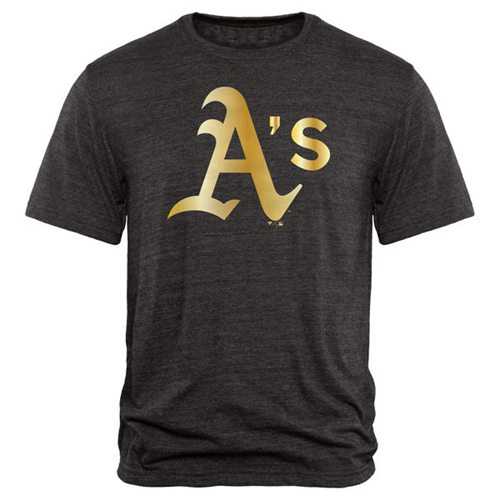 Oakland Athletics Fanatics Apparel Gold Collection Tri-Blend T-Shirt Black