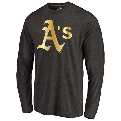 Oakland Athletics Gold Collection Long Sleeve Tri-Blend T-Shirt Black