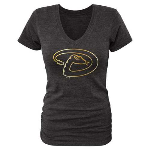 Women's Arizona Diamondbacks Fanatics Apparel Gold Collection V-Neck Tri-Blend T-Shirt Black