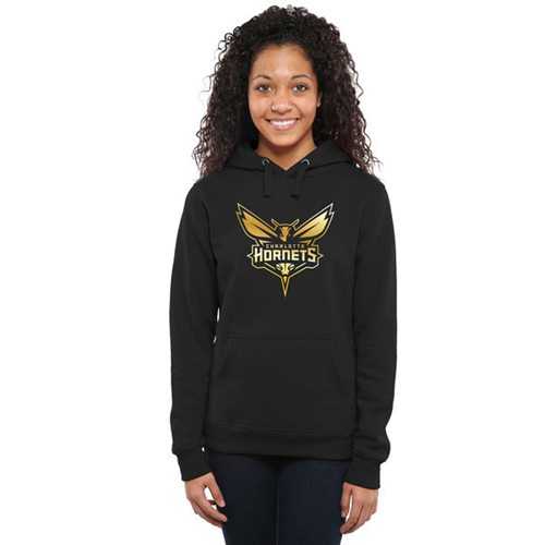 Women's Charlotte Hornets Gold Collection Pullover Hoodie Black