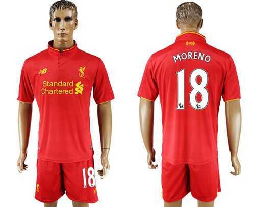 Liverpool #18 Moreno Red Home Soccer Club Jersey