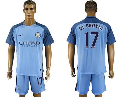 Manchester City #17 De Bruyne Home Soccer Club Jersey