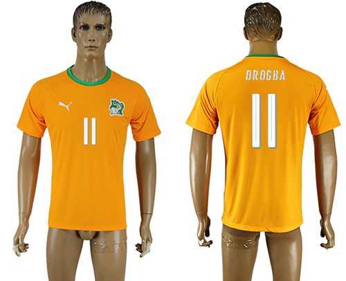 Cote d'lvoire #11 Drogba Home Soccer Country Jersey