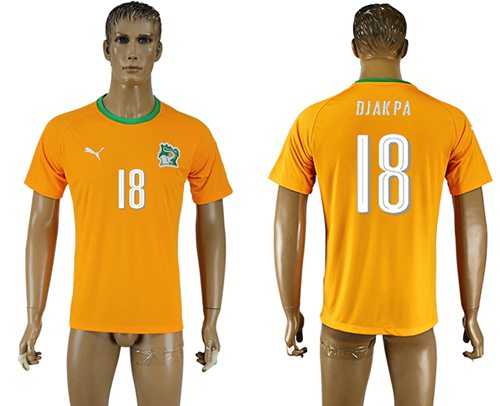 Cote d'lvoire #18 Djakpa Home Soccer Country Jersey