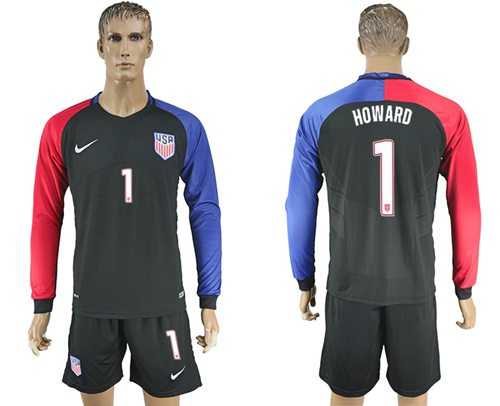 USA #1 Howard Away Long Sleeves Soccer Country Jersey