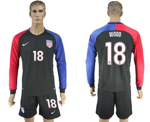 USA #18 Wood Away Long Sleeves Soccer Country Jersey