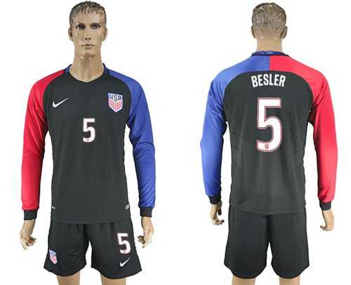 USA #5 Besler Away Long Sleeves Soccer Country Jersey