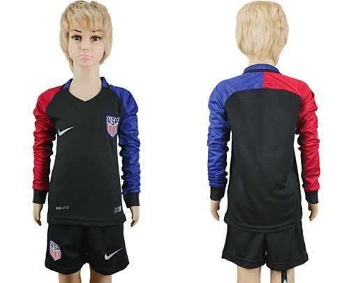 USA Blank Away Long Sleeves Kid Soccer Country Jersey