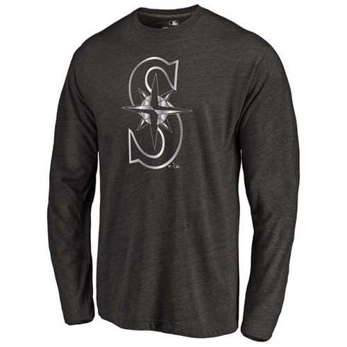 Seattle Mariners Platinum Collection Long Sleeve Tri-Blend T-Shirt Black