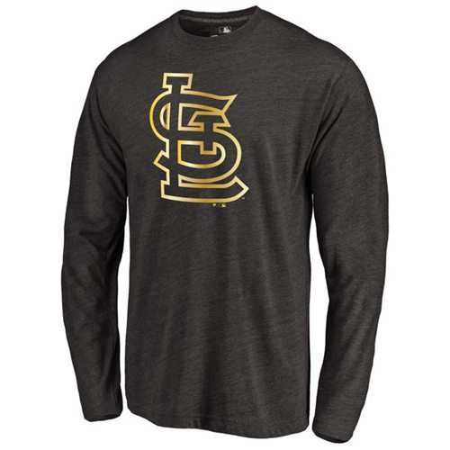 St.Louis Cardinals Gold Collection Long Sleeve Tri-Blend T-Shirt Black