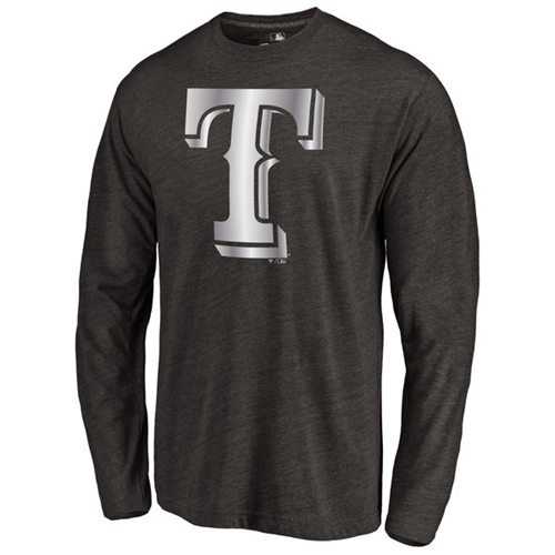 Texas Rangers Platinum Collection Long Sleeve Tri-Blend T-Shirt Black