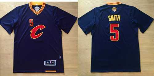 Cleveland Cavaliers #5 J.R. Smith Navy Blue Short Sleeve C Stitched NBA Jersey