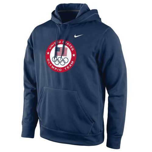 Team USA Nike Olympic Logo KO Pullover Performance Hoodie Navy