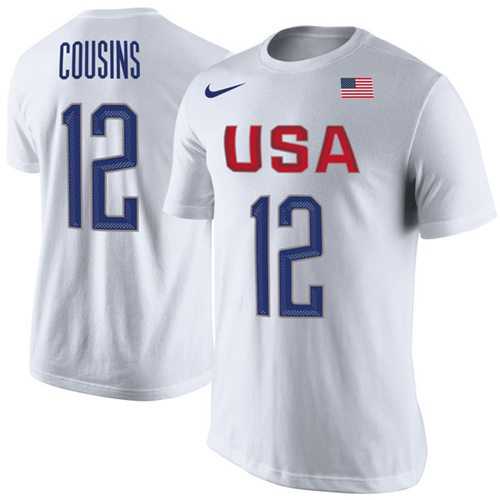 Team USA #12 DeMarcus Cousins Basketball Nike Rio Replica Name & Number T-Shirt White