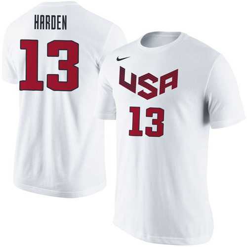 Team USA #13 James Harden Basketball Nike Name & Number T-Shirt White