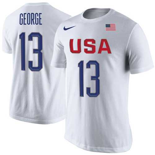 Team USA #13 Paul George Basketball Nike Rio Replica Name & Number T-Shirt White