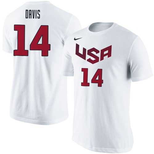Team USA #14 Anthony Davis Basketball Nike Name & Number T-Shirt White