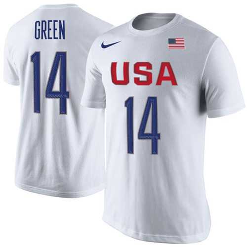 Team USA #14 Draymond Green Basketball Nike Rio Replica Name & Number T-Shirt White