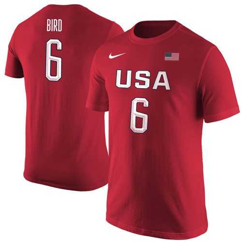 Team USA #6 Sue Bird Basketball Nike Name & Number T-Shirt Red