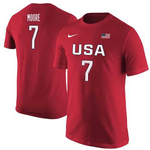 Team USA #7 Maya Moore Basketball Nike Name & Number T-Shirt Red