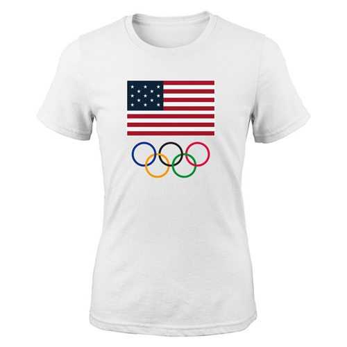 Women's Team USA 2016 Olympics Flags & Rings T-Shirt White