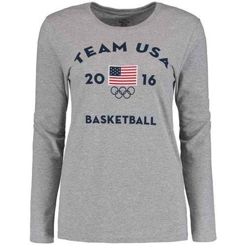 Women's Team USA Basketball Long Sleeves Very Official National Governing Bodies T-Shirt Gray