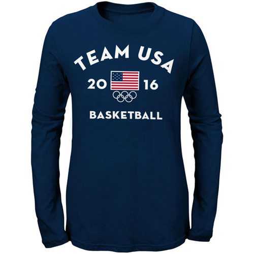 Women's Team USA Basketball Long Sleeves Very Official National Governing Bodies T-Shirt Navy