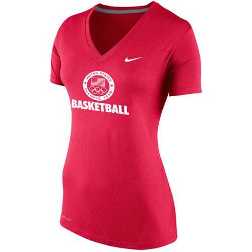 Women's Team USA Nike Basketball Performance V-Neck T-Shirt Red