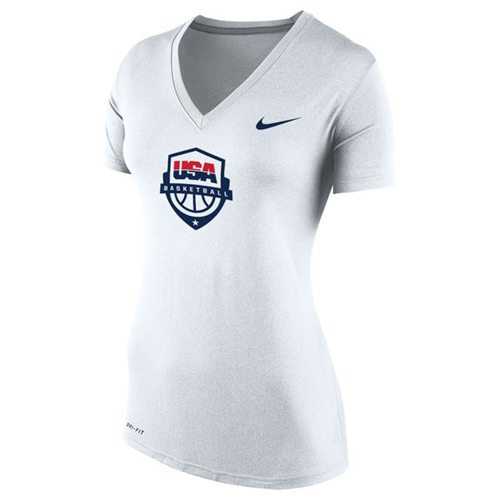 Women's Team USA Nike Basketball Performance V-Neck T-Shirt White