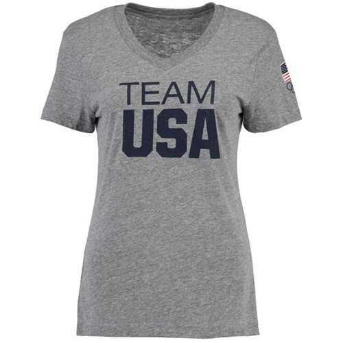 Women's Team USA V-Neck T-Shirt Heathered Gray