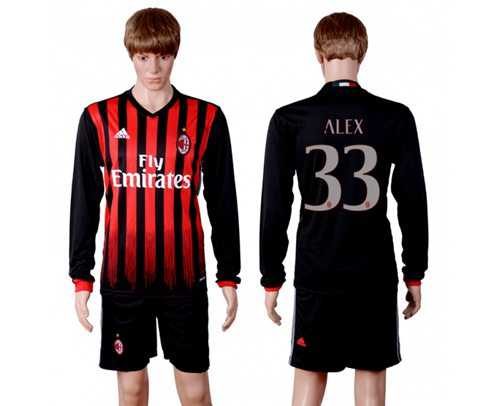 AC Milan #33 Alex Home Long Sleeves Soccer Club Jersey