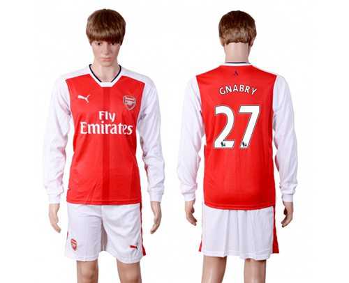 Arsenal #27 Gnabry Red Home Long Sleeves Soccer Club Jersey
